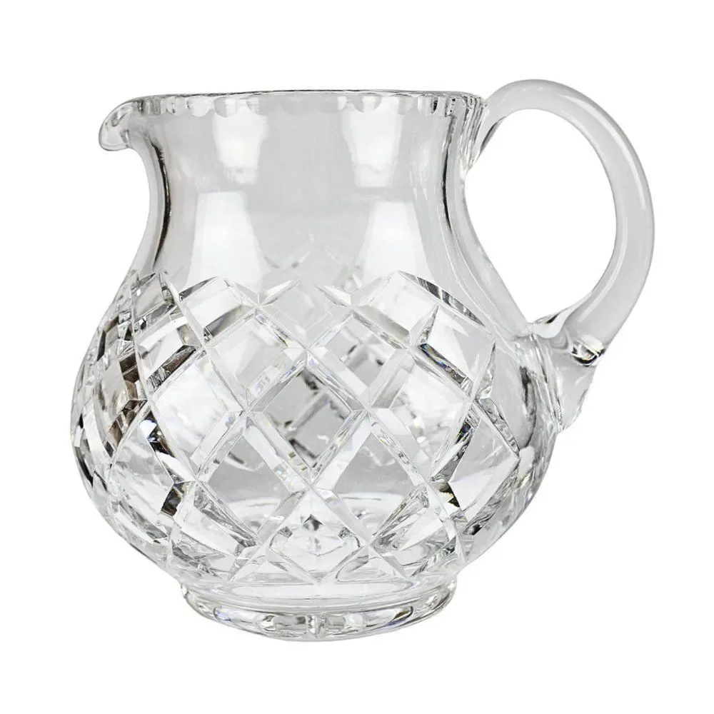Stuart Crystal Pitcher Rare Vintage Pattern STU66 Crisscross Cut Star Burst 6 in